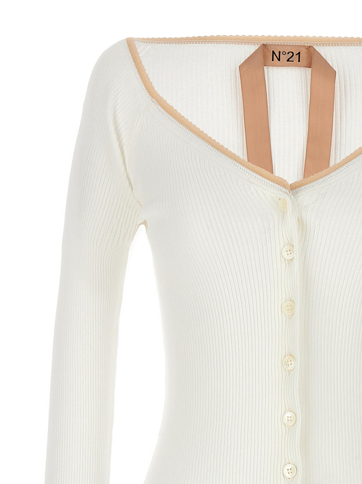 Ribbed Cardigan Sweater, Cardigans White