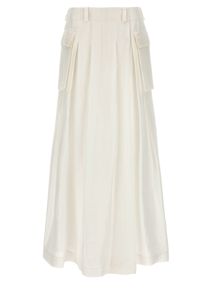 Semi-Transparent Long Skirt Skirts White