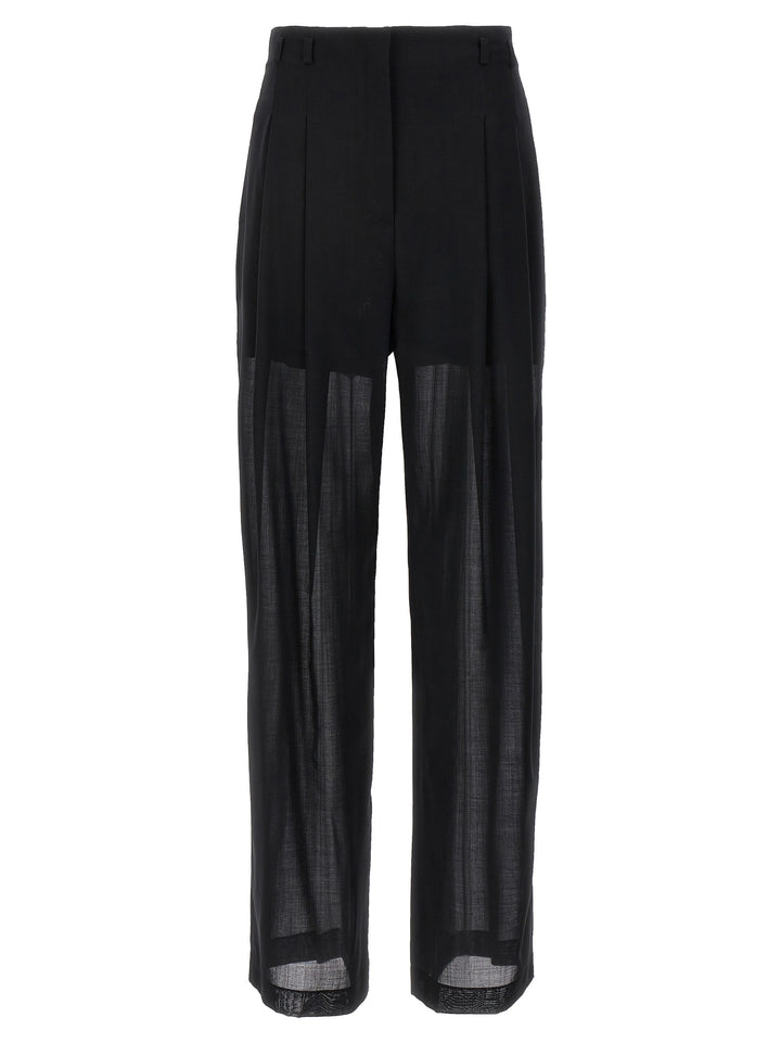 Semi-Sheer Trousers Pants Black