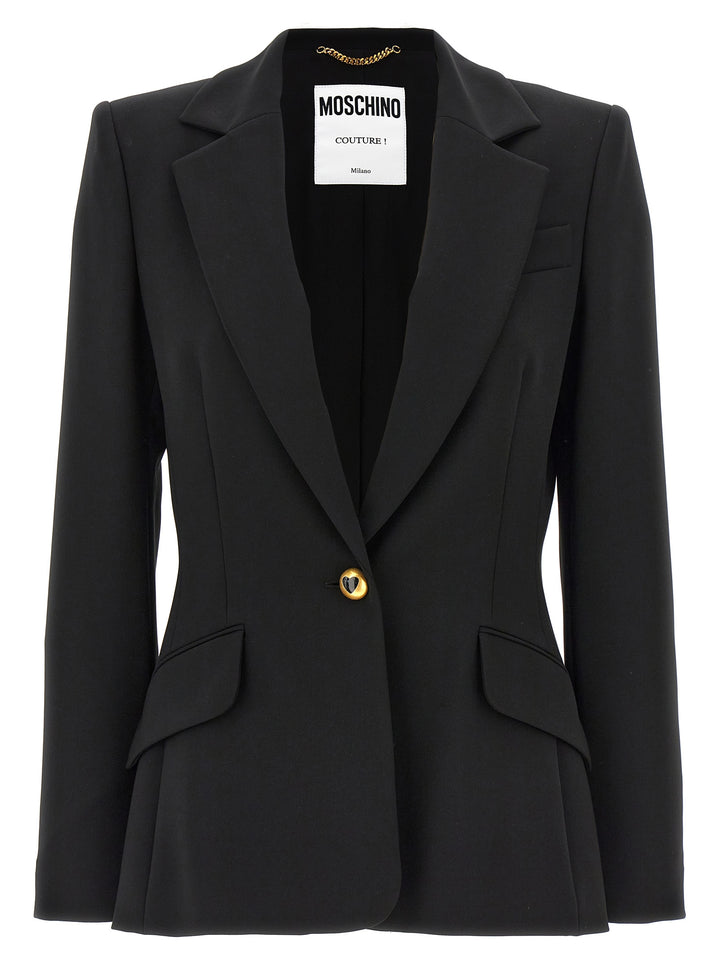 Single-Breasted Crepe Blazer Blazer And Suits Black