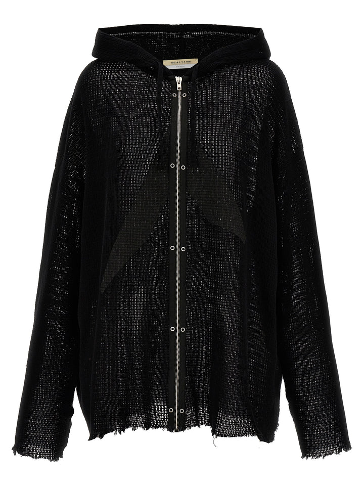 Zip Up Mesh Sweater, Cardigans Black