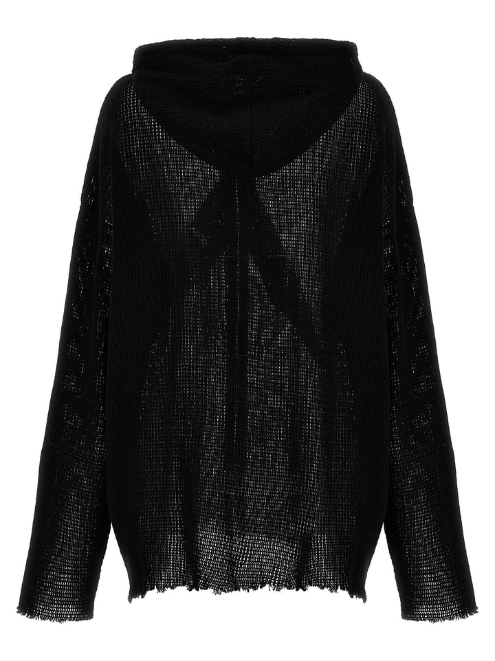 Zip Up Mesh Sweater, Cardigans Black