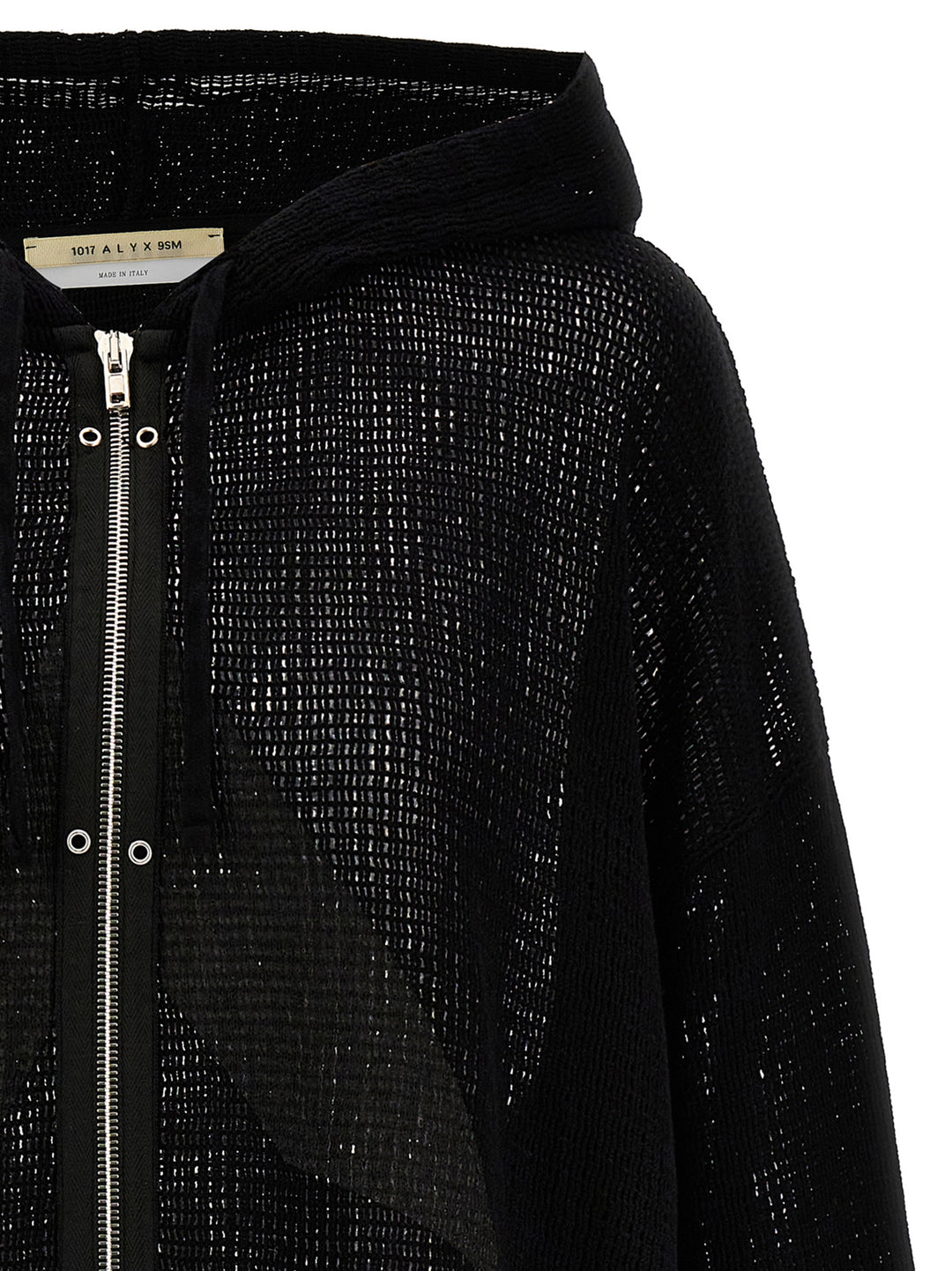 Zip Up Mesh Sweater, Cardigans Black