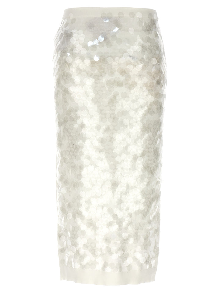 Sequin Knitted Skirt Skirts White