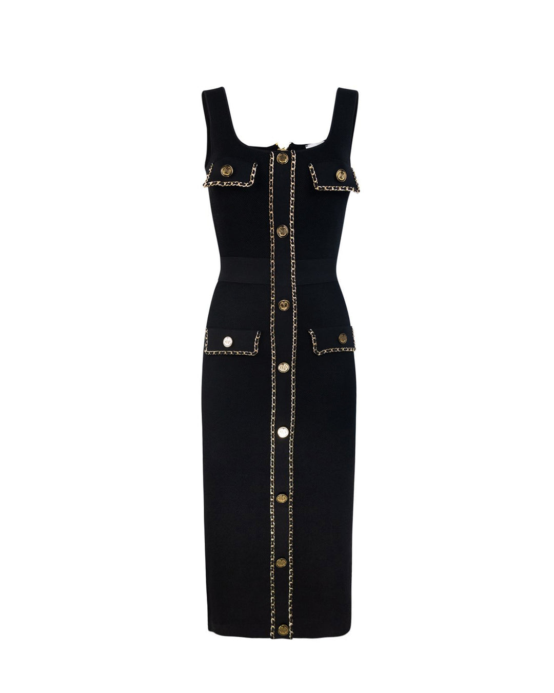 Abito Midi In Viscosa Con Catena Suit Nero