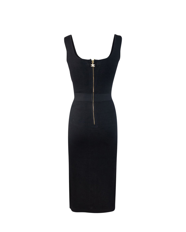 Abito Midi In Viscosa Con Catena Suit Nero