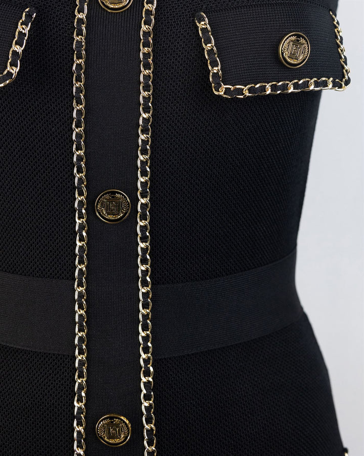 Abito Midi In Viscosa Con Catena Suit Nero