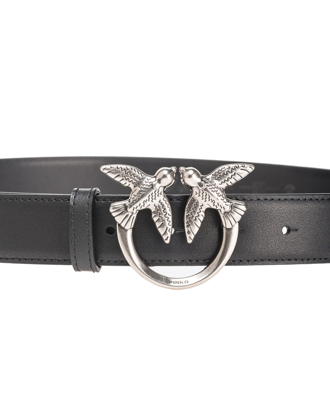 Cintura Love Birds In Pelle Black/Silver Belt Nero