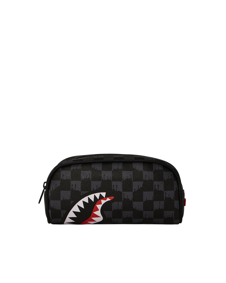 Drip Check Pencil Pouch Clutch Bag Grey