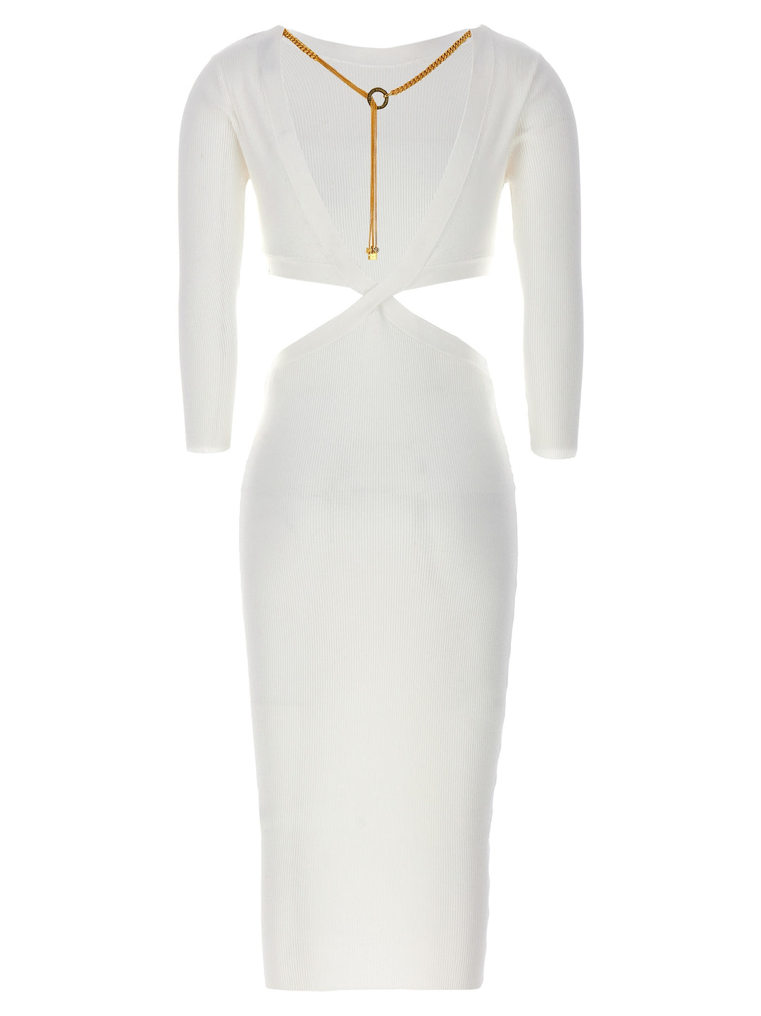 Ribbed Dress With Jewel Detail Dresses White