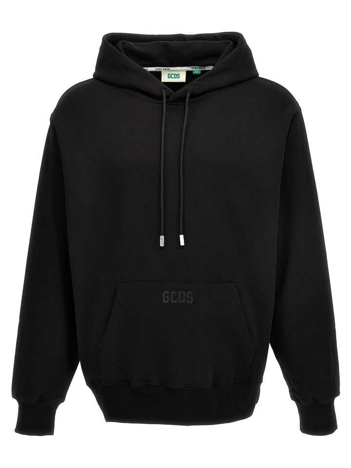 Sequin Logo Hoodie Sweatshirt Black