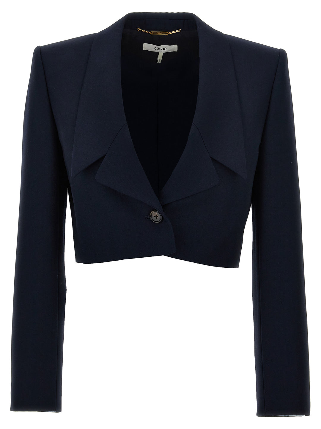 Single-Breasted Cropped Blazer Blazer And Suits Blue