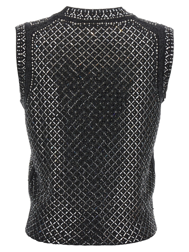 Rhinestone Top Tops Gray