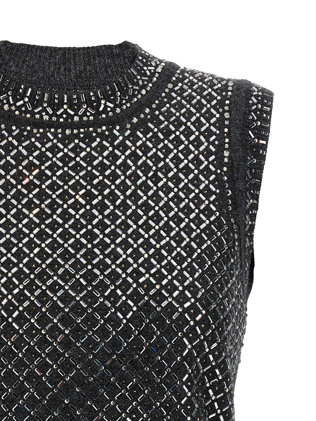 Rhinestone Top Tops Gray