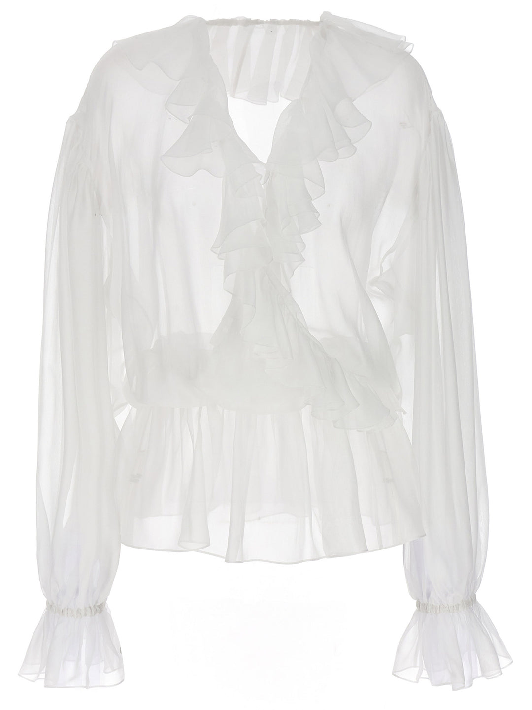 Ruffle Blouse Shirt, Blouse White