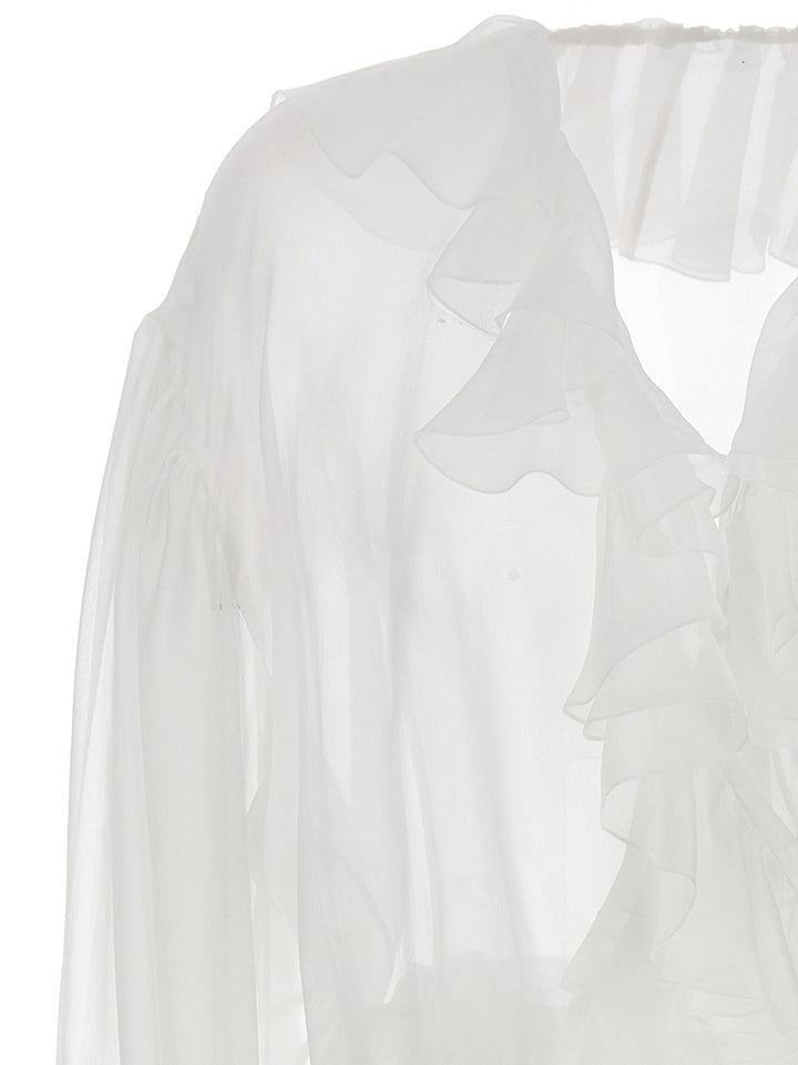 Ruffle Blouse Shirt, Blouse White