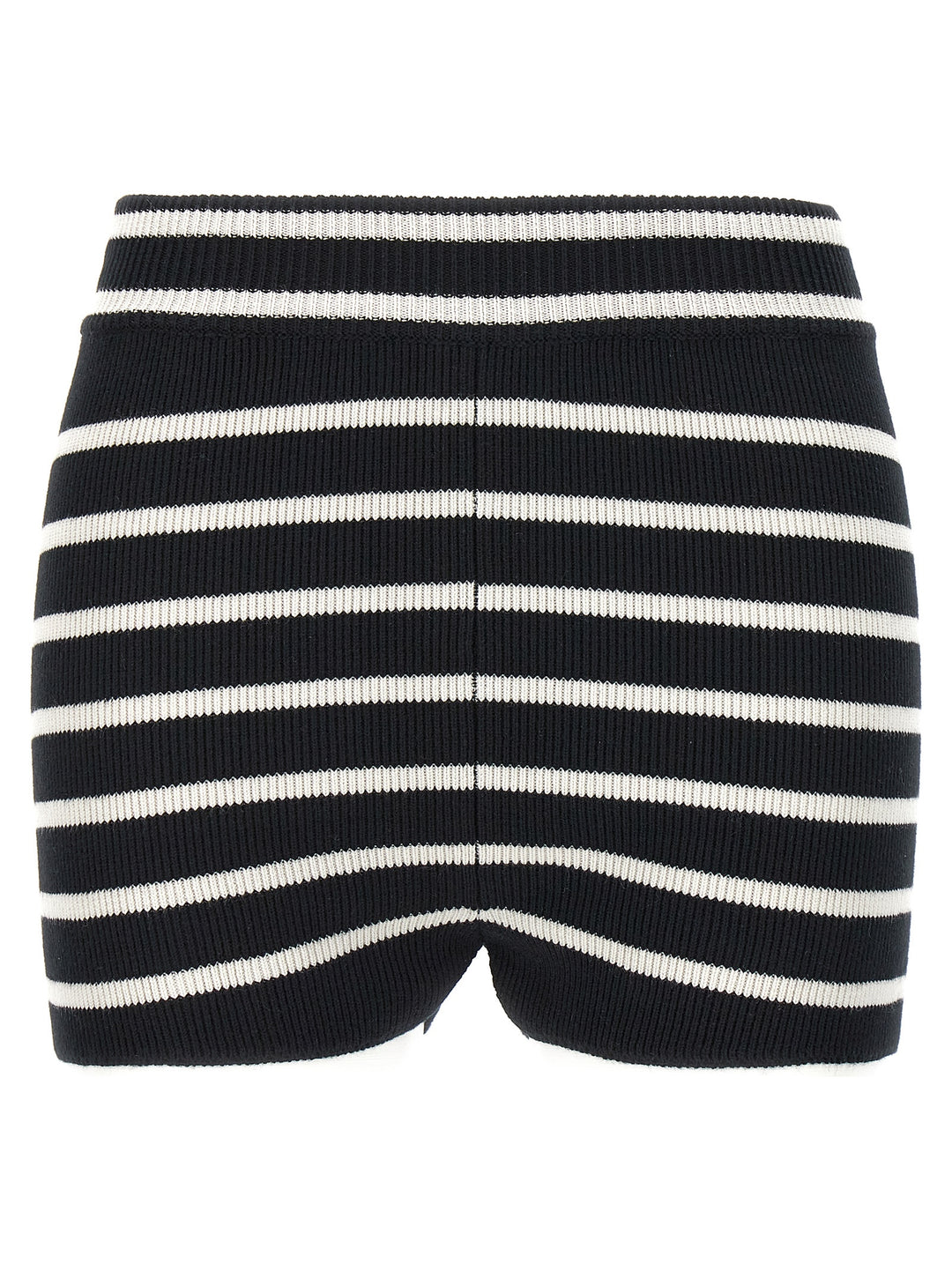 Striped Knitted Shorts Bermuda, Short White/Black