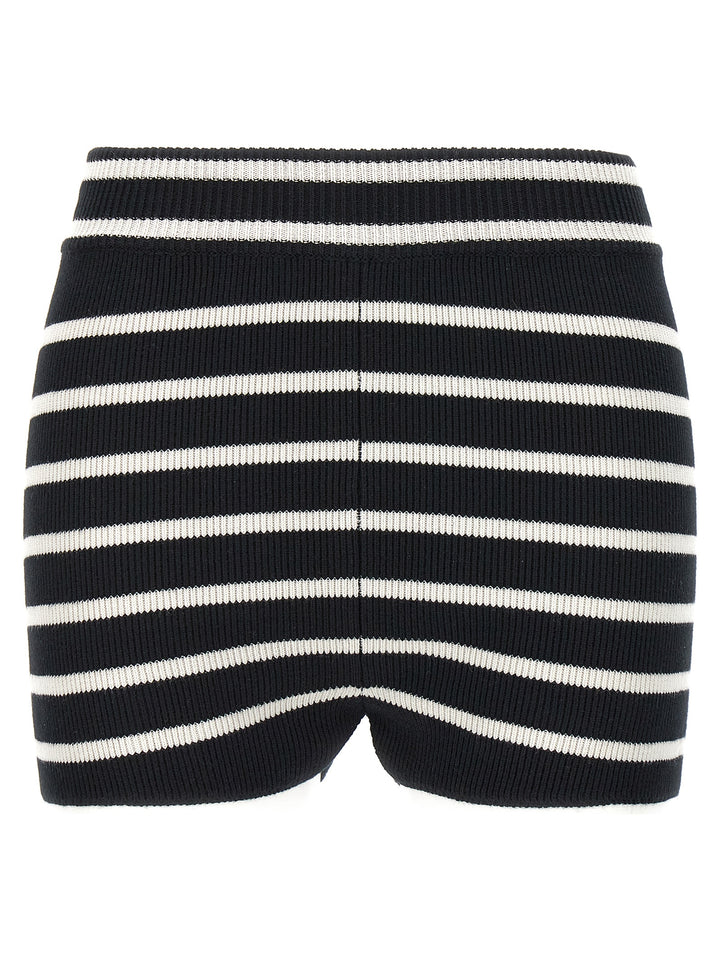 Striped Knitted Shorts Bermuda, Short White/Black