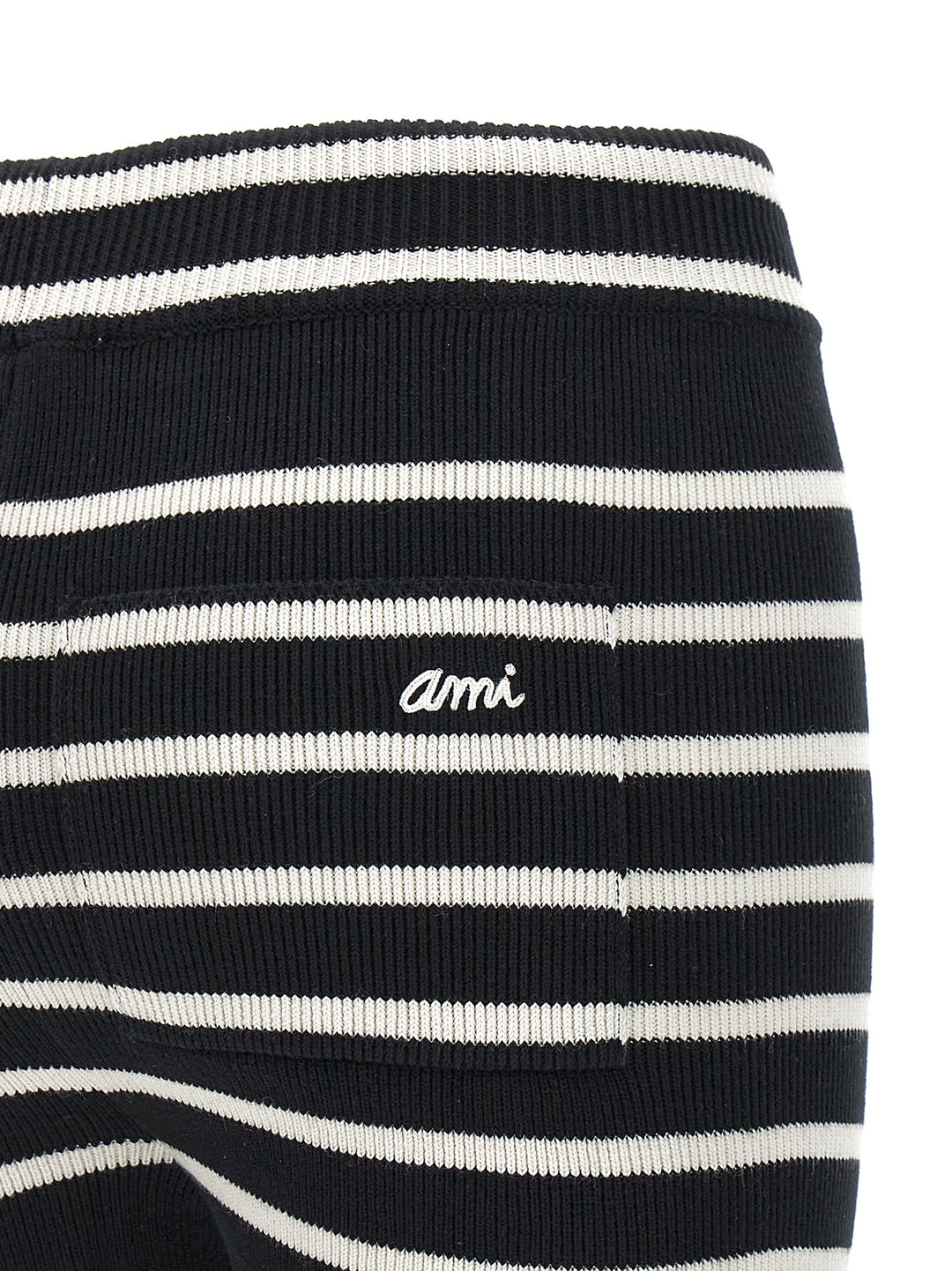 Striped Knitted Shorts Bermuda, Short White/Black