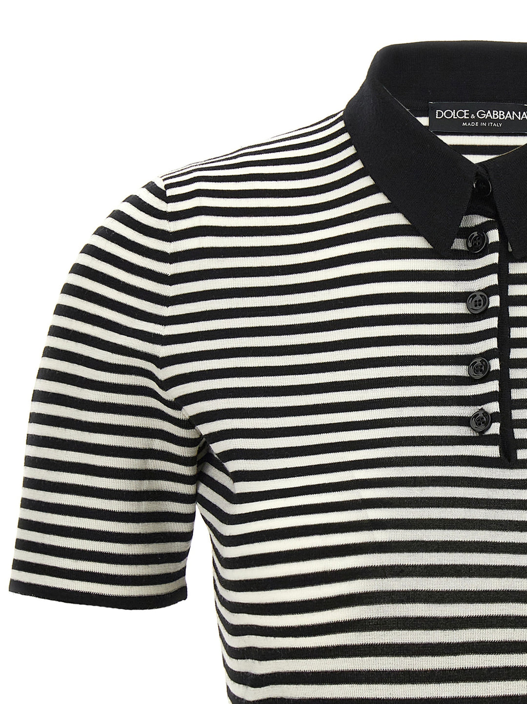 Striped Cropped  Shirt Polo White/Black