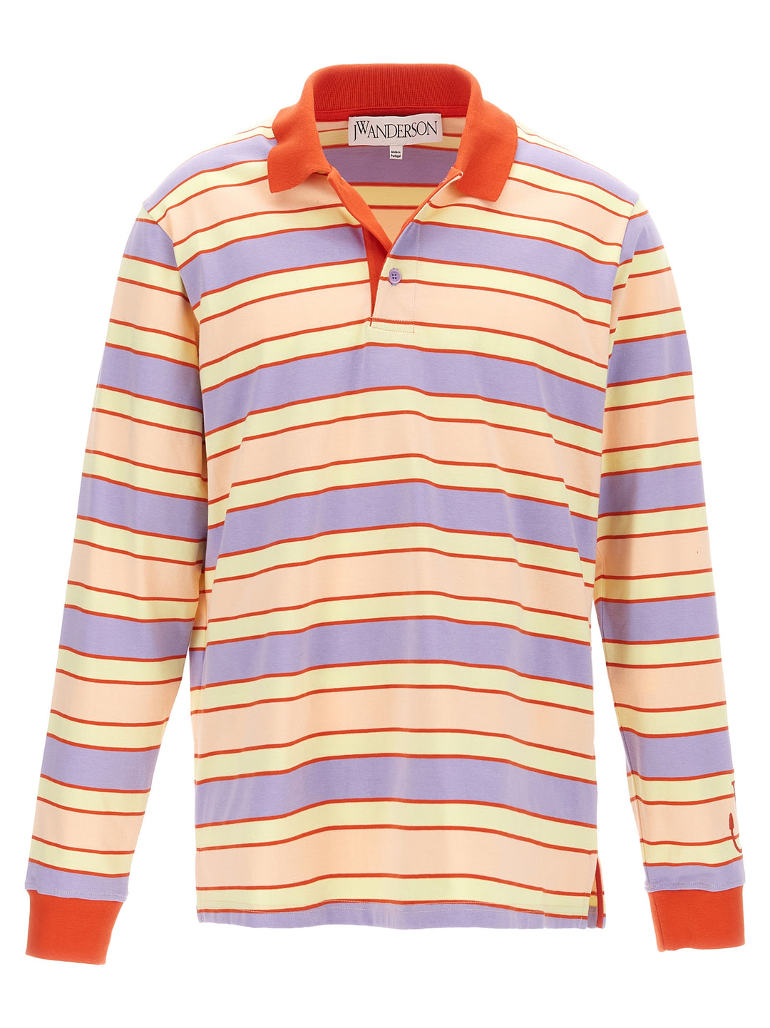 Striped Contrast Trim Polo Pink