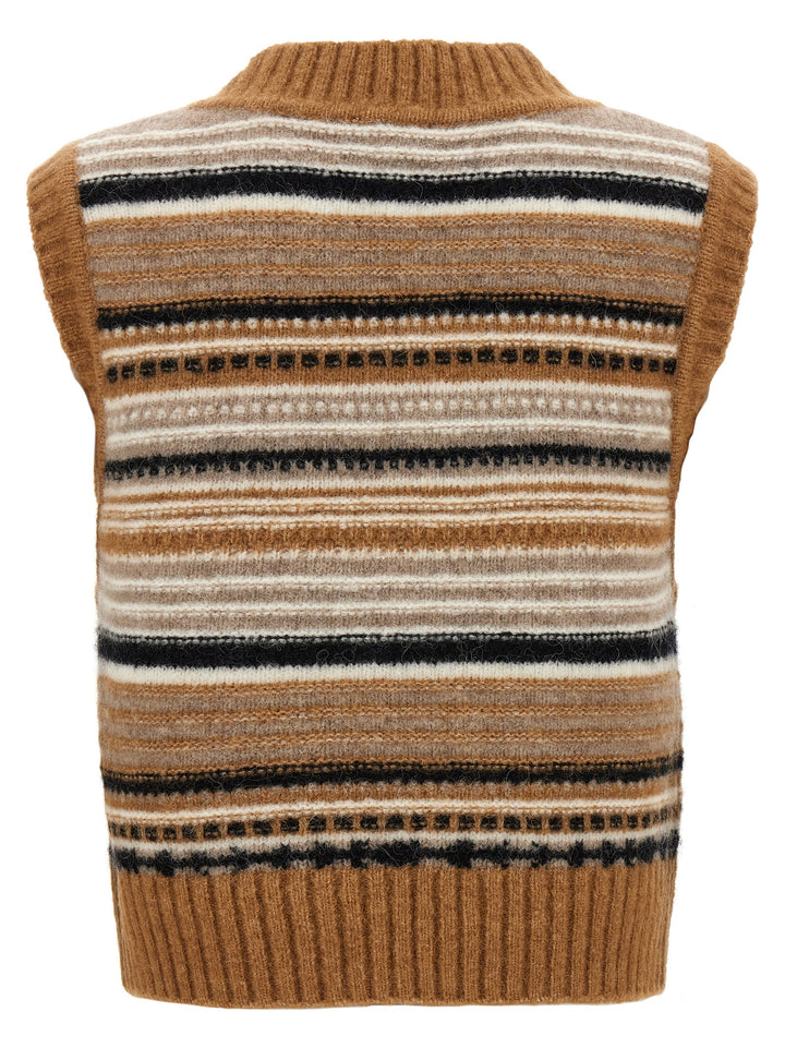 Striped Vest Gilet Beige