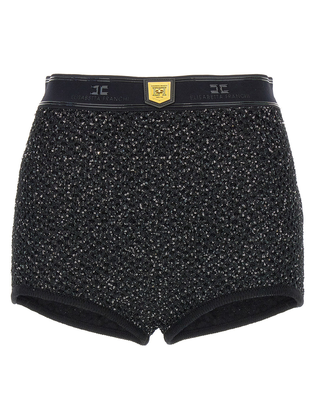 Sequined Knitted Shorts Bermuda, Short Black