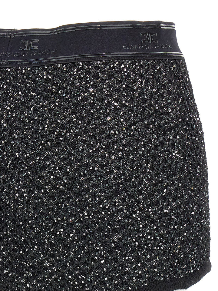 Sequined Knitted Shorts Bermuda, Short Black