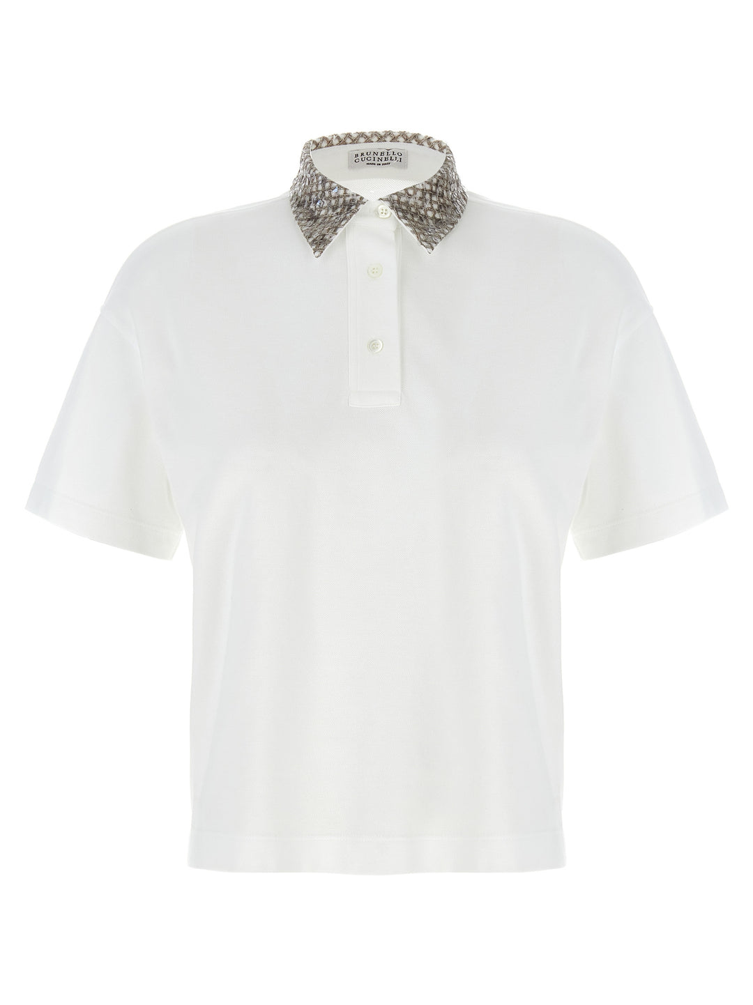 Sequin  Shirt Polo White