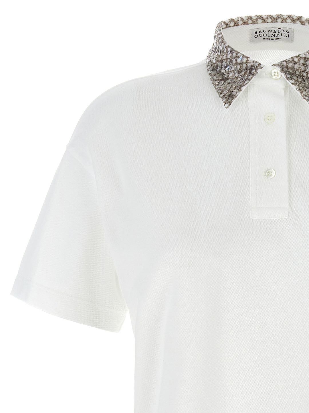 Sequin  Shirt Polo White