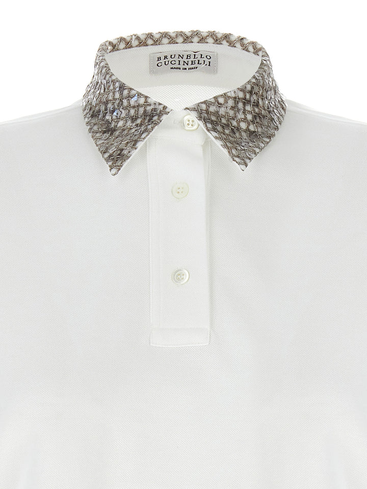 Sequin  Shirt Polo White