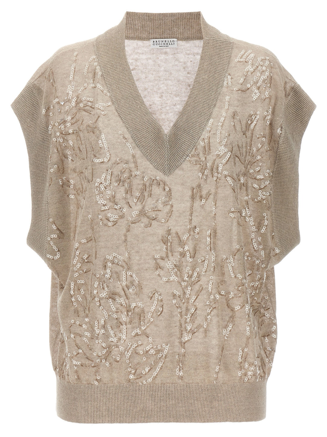 Sequin Waistcoat Gilet Beige