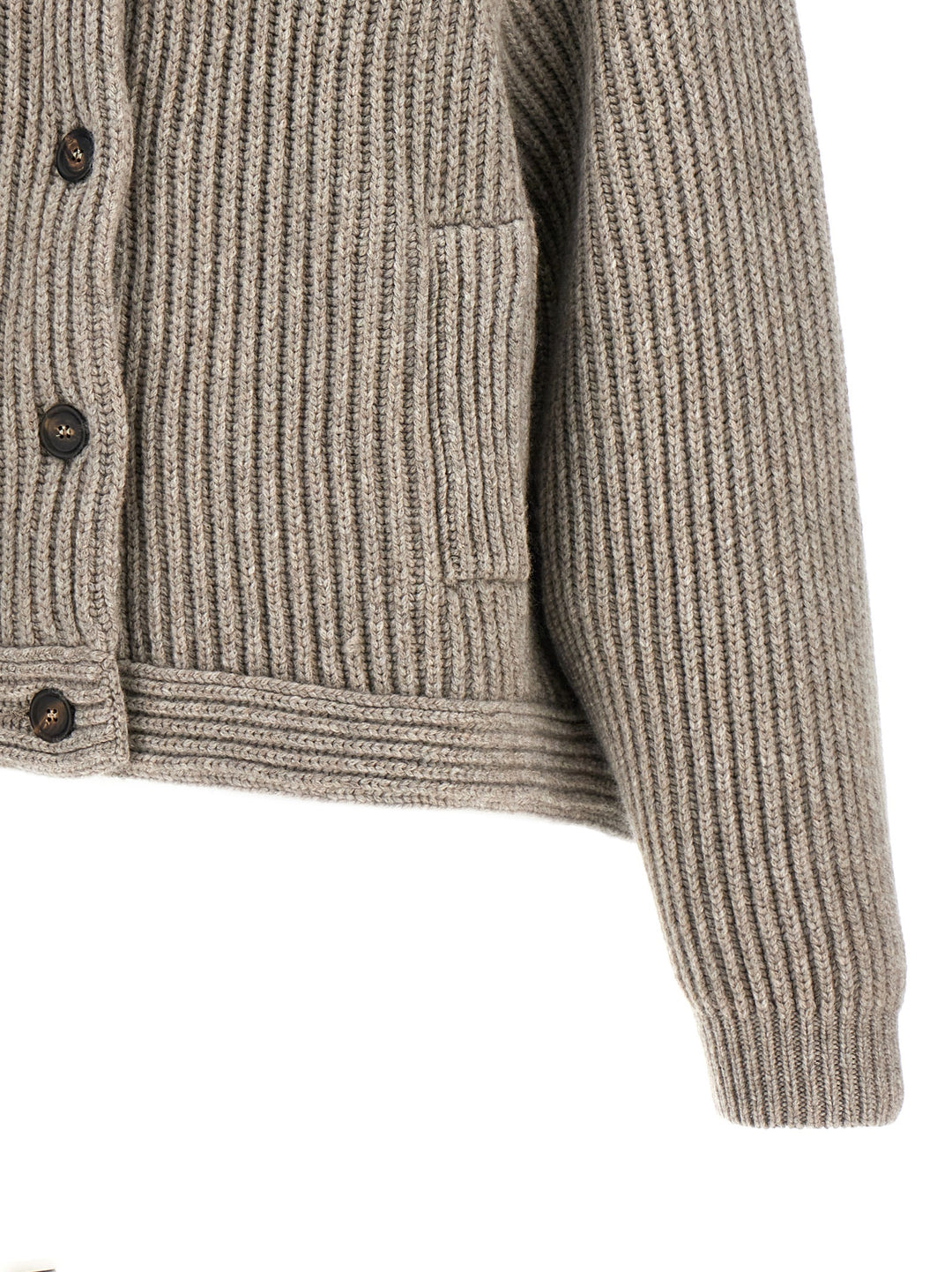 Ribbed Hooded Cardigan Sweater, Cardigans Gray