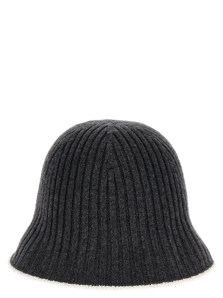 Ribbed Knit Bucket Hat Hats Gray