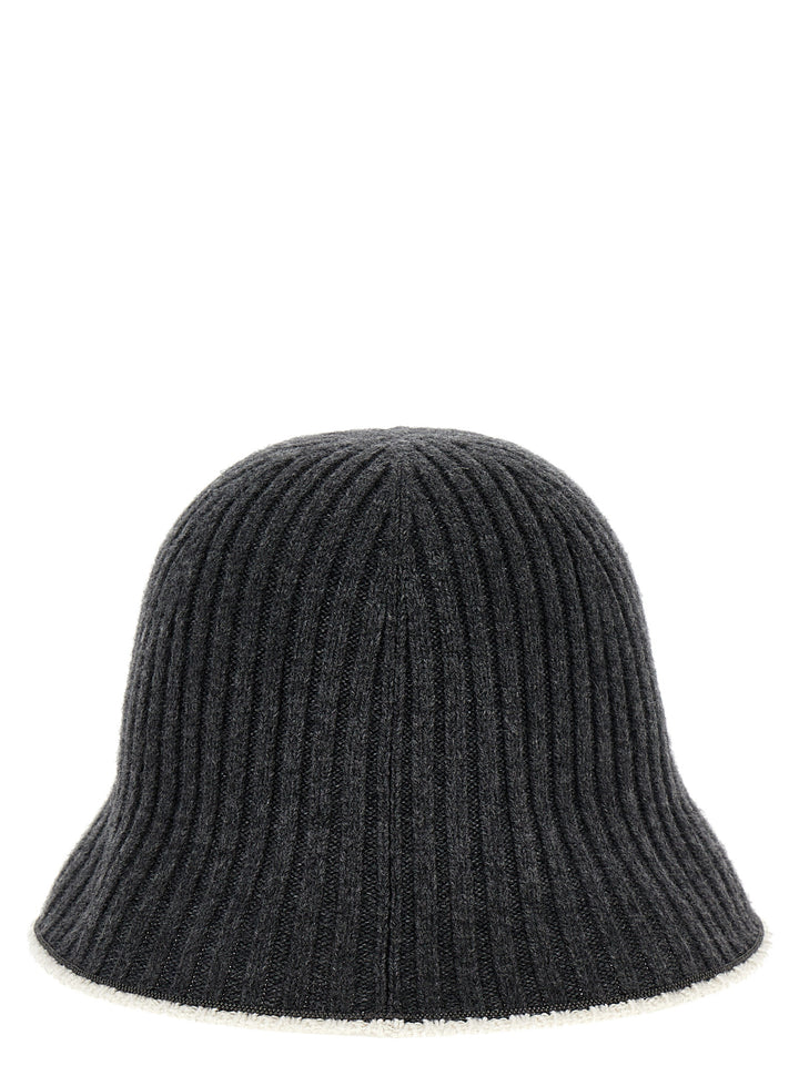 Ribbed Knit Bucket Hat Hats Gray