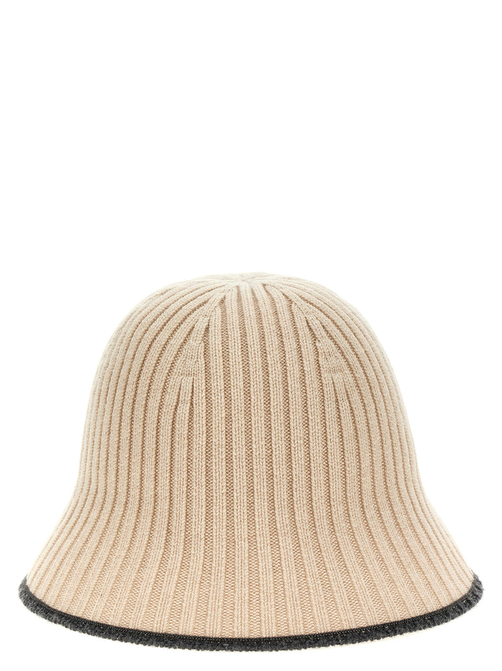 Ribbed Knit Bucket Hat Hats Beige