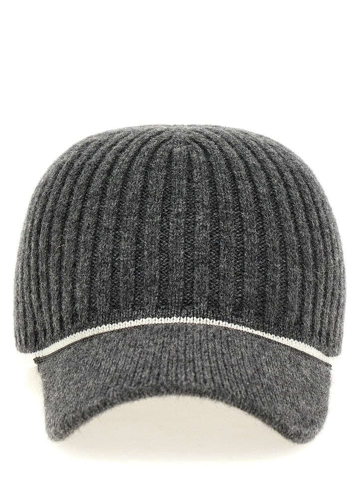 Ribbed Knit Cap Hats Gray