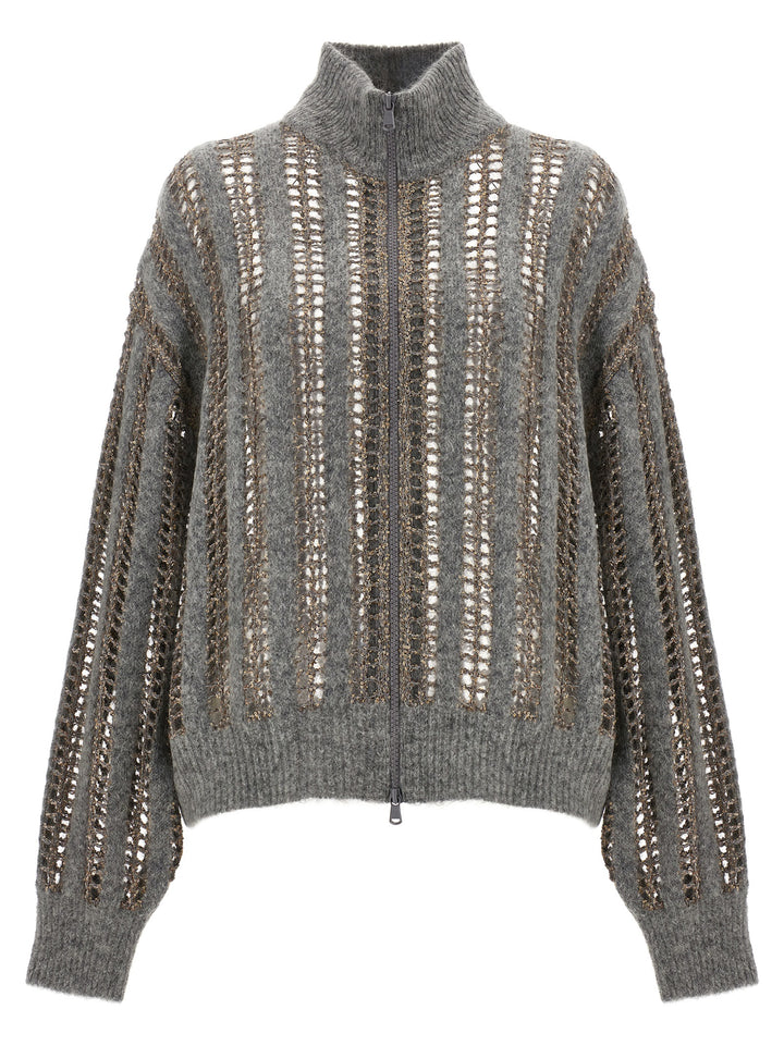 Sequin Openwork Sweater Sweater, Cardigans Gray