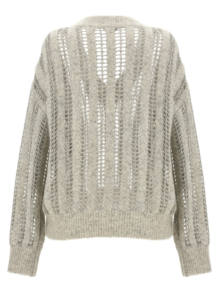 Sequin Openwork Sweater Sweater, Cardigans Gray