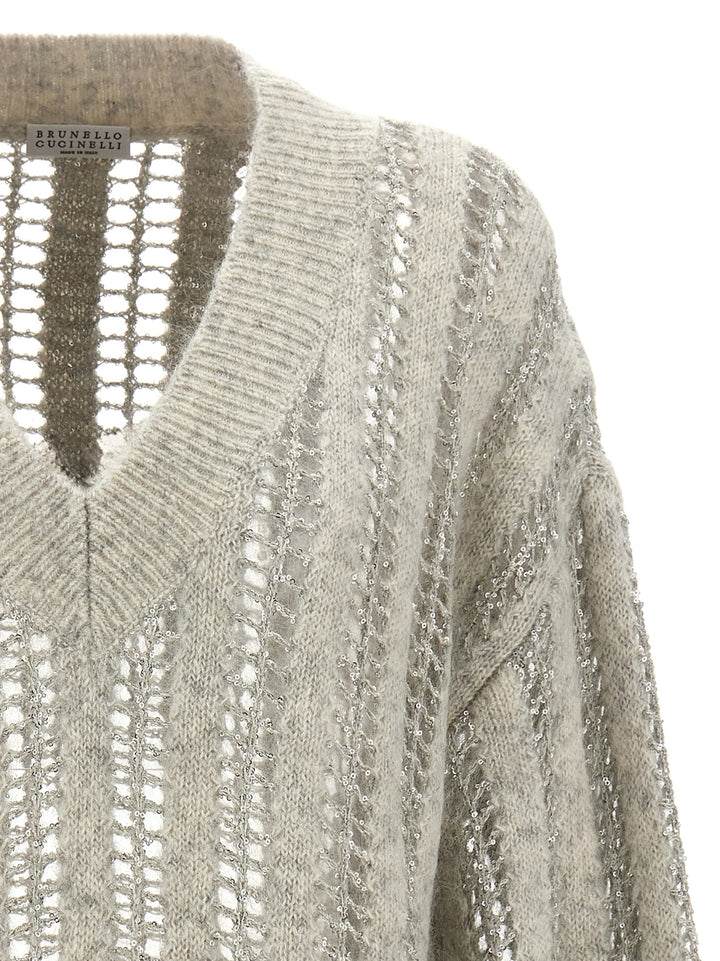 Sequin Openwork Sweater Sweater, Cardigans Gray