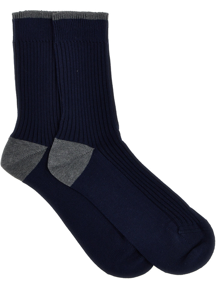 Ribbed Cotton Socks Blue