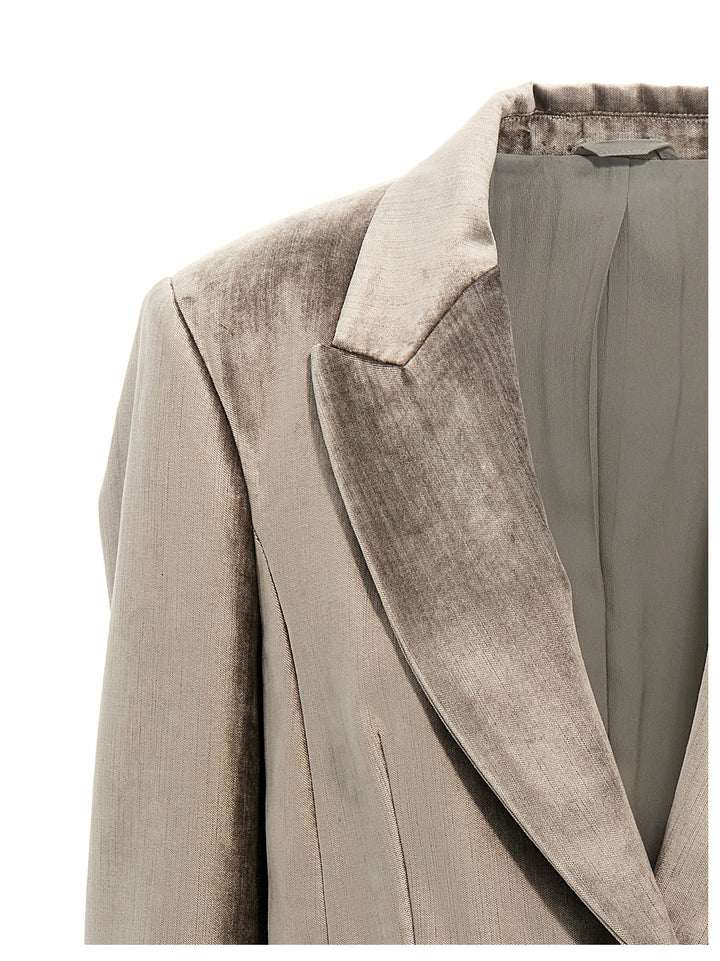 Single-Breasted Chenille Blazer Blazer And Suits Gray