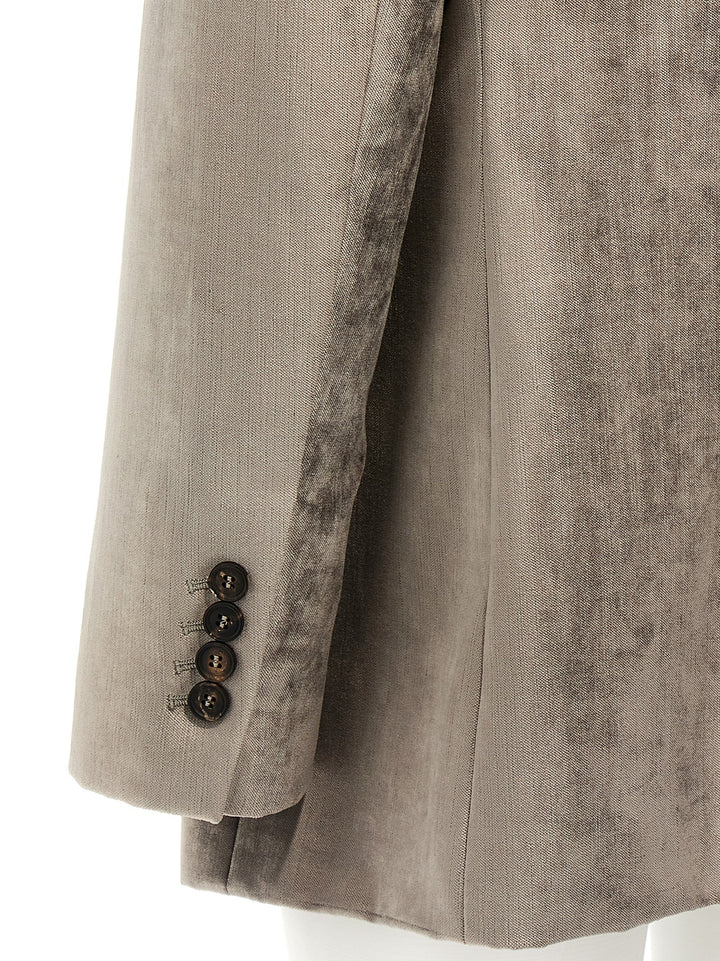 Single-Breasted Chenille Blazer Blazer And Suits Gray