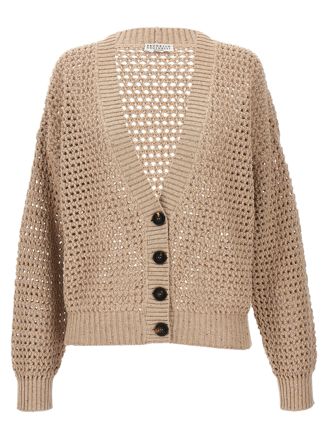 Sequin Knit Cardigan Sweater, Cardigans Beige