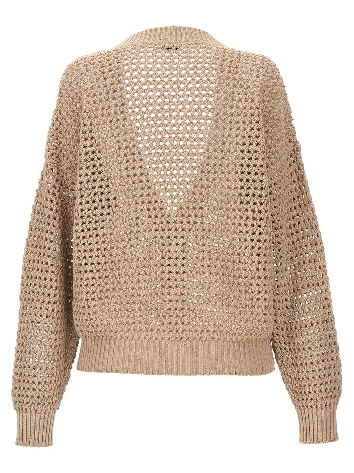 Sequin Knit Cardigan Sweater, Cardigans Beige