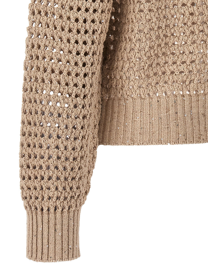 Sequin Knit Cardigan Sweater, Cardigans Beige