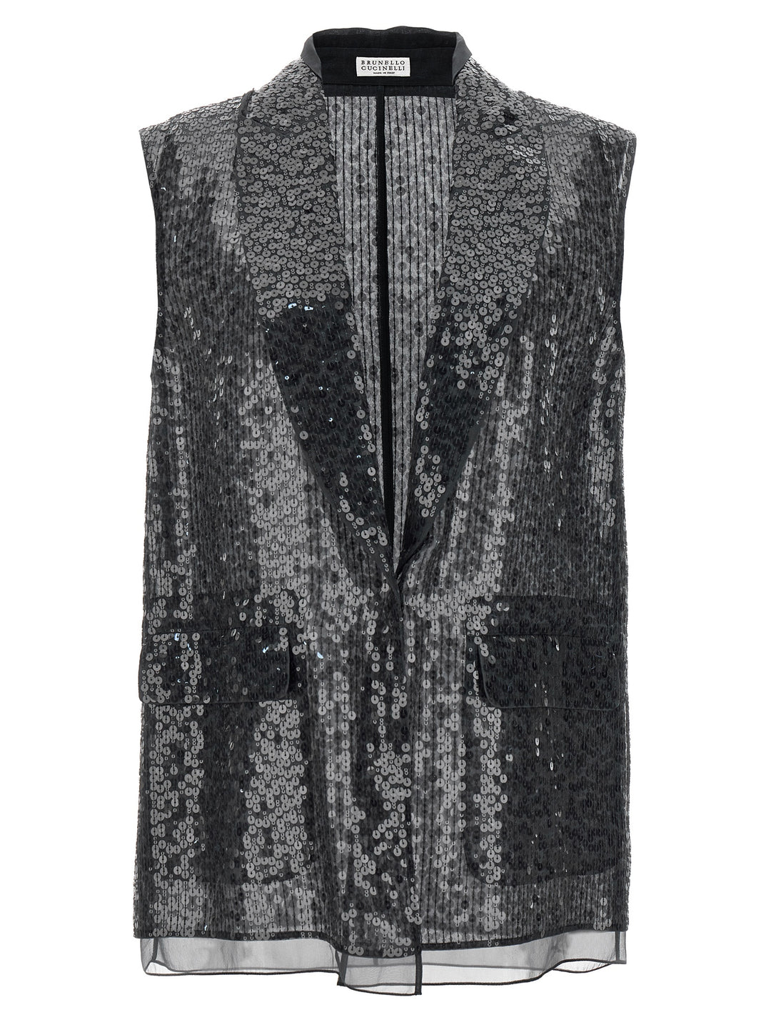 Sequin Vest Gilet Gray