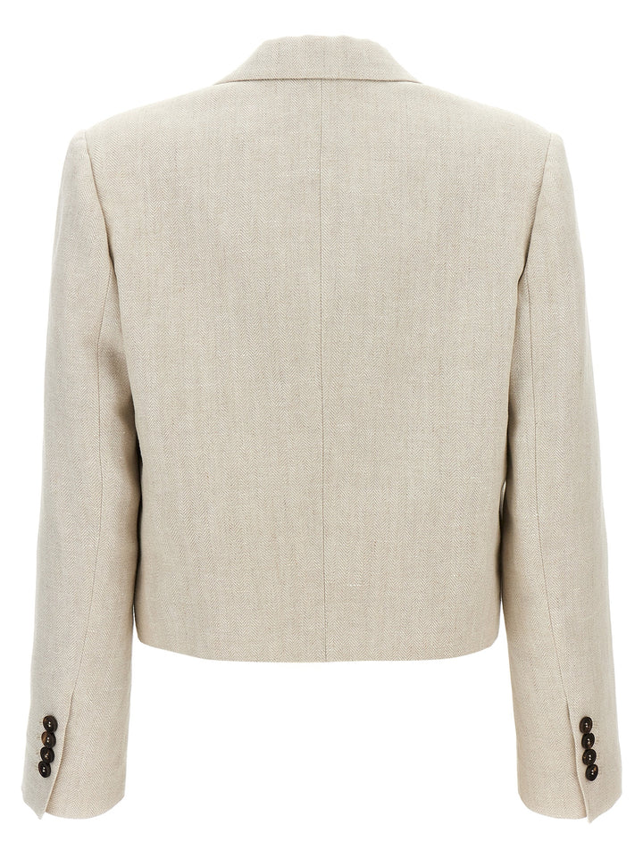 Single-Breasted Cropped Blazer Blazer And Suits Beige