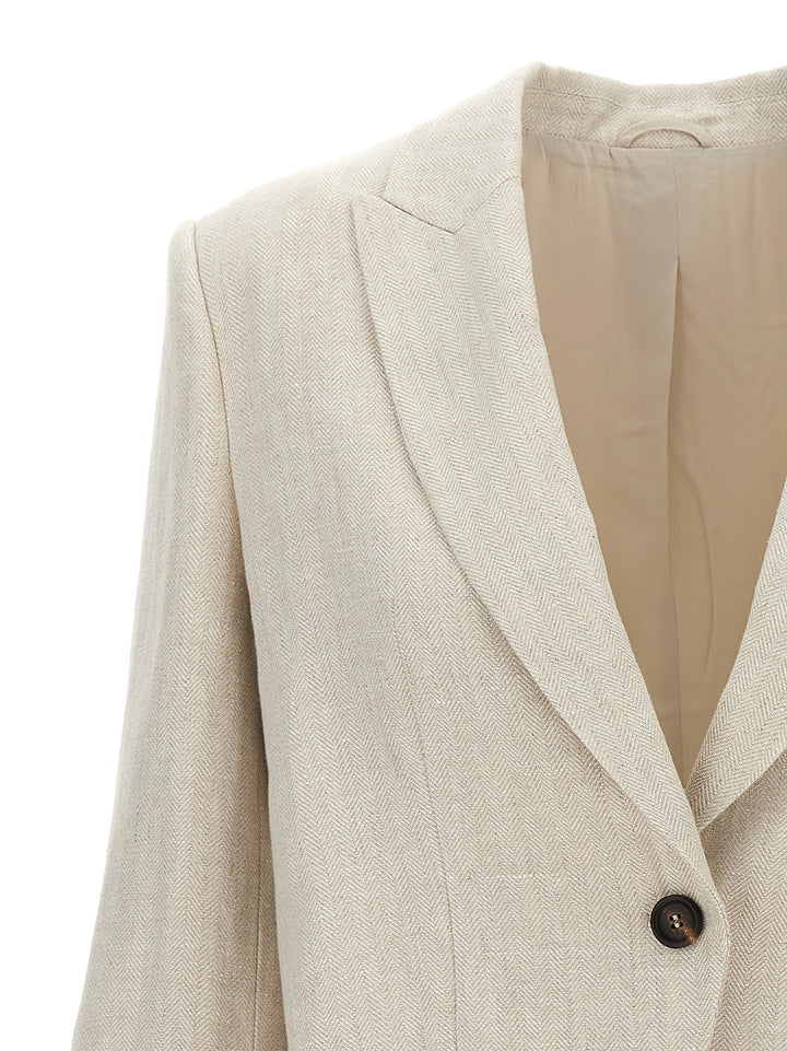 Single-Breasted Cropped Blazer Blazer And Suits Beige