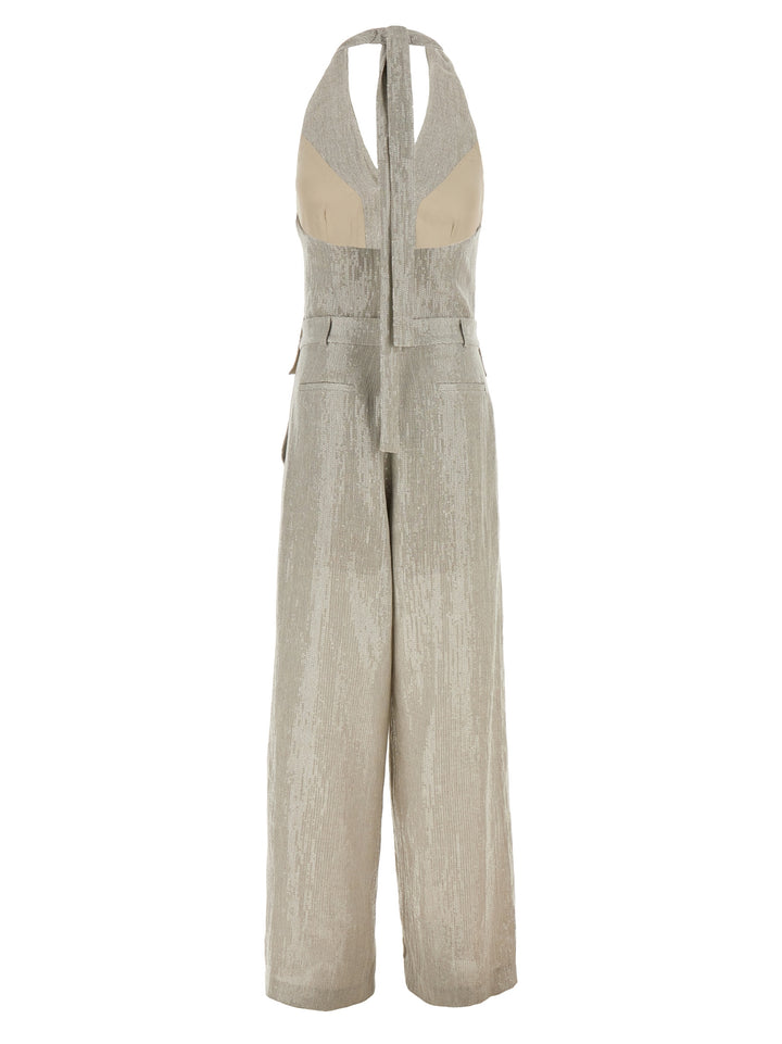 Sequin Jumpsuit Jewelry Beige